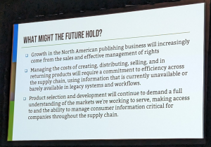 Presentation slide outlining future possibilities for publishing industry in North America